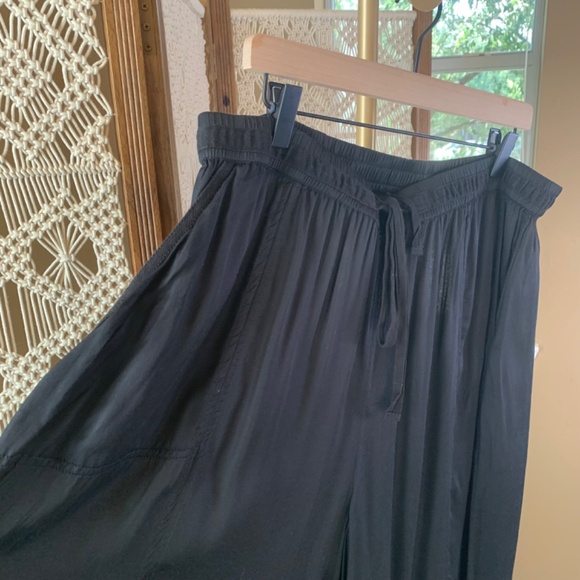 Elevenses Anthropologie Wide Leg Lightweight Flowy Palazzo Pants Black XL pocket - Picture 2 of 11